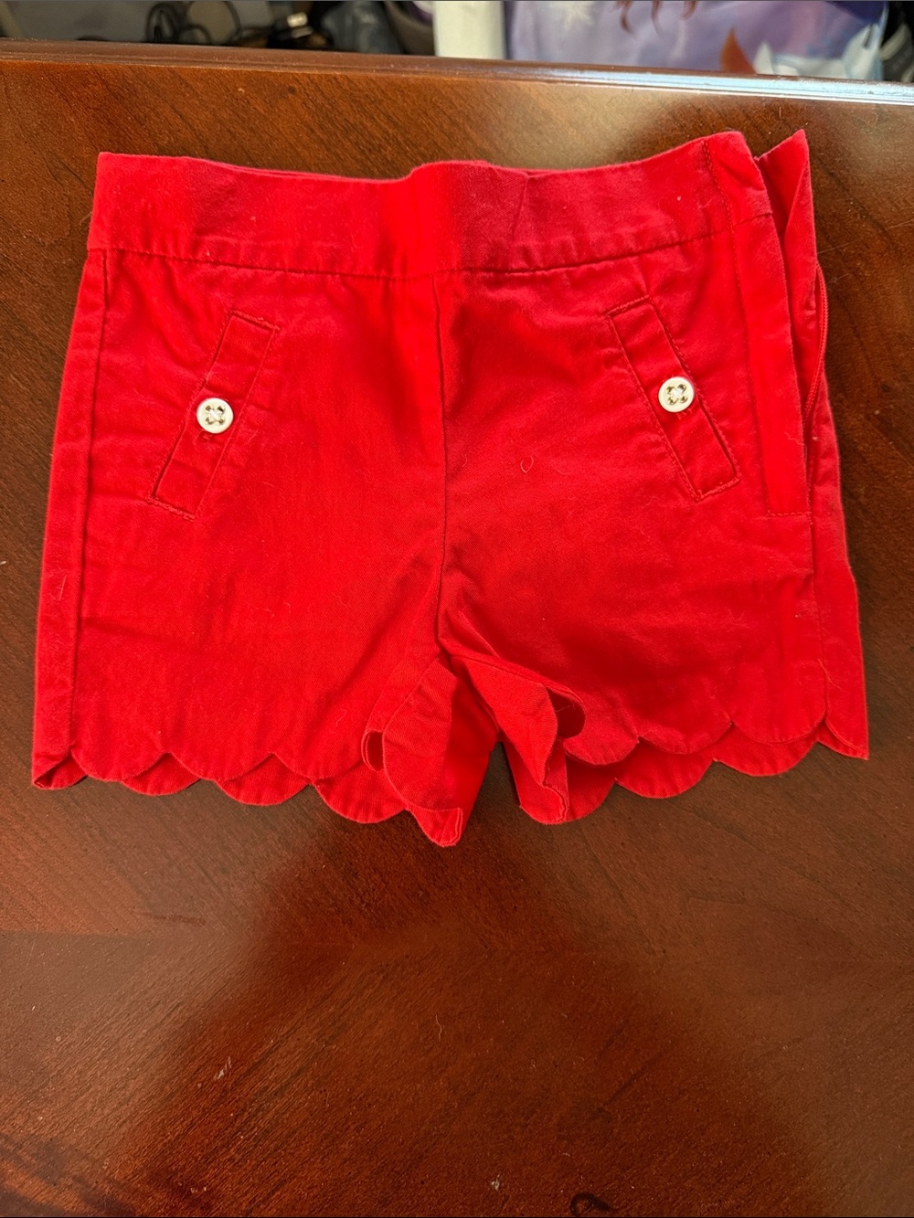 Janie and Jack Red Scalloped Hem Girls' Shorts